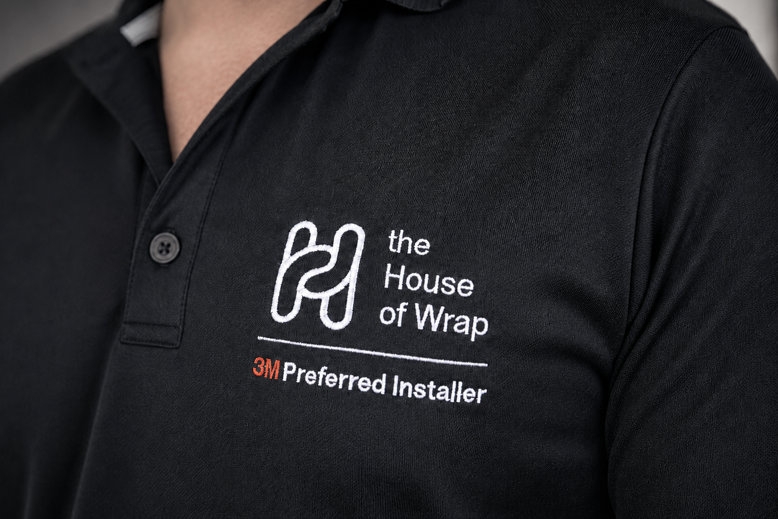 House of Wrap polo shirt with 3M Preferred Installer logo