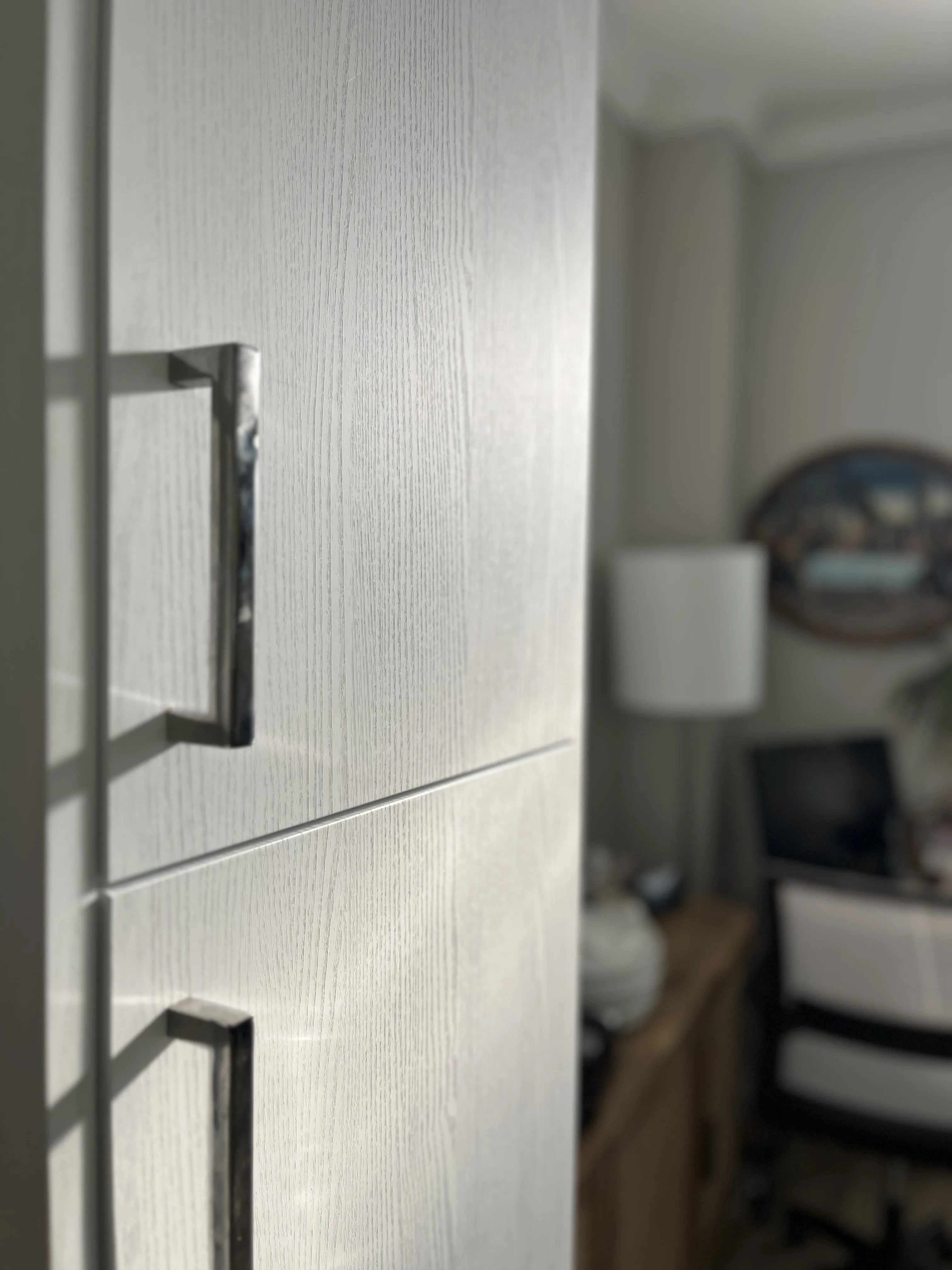 AFTER: Wrapped Kitchen Cabinet Detail