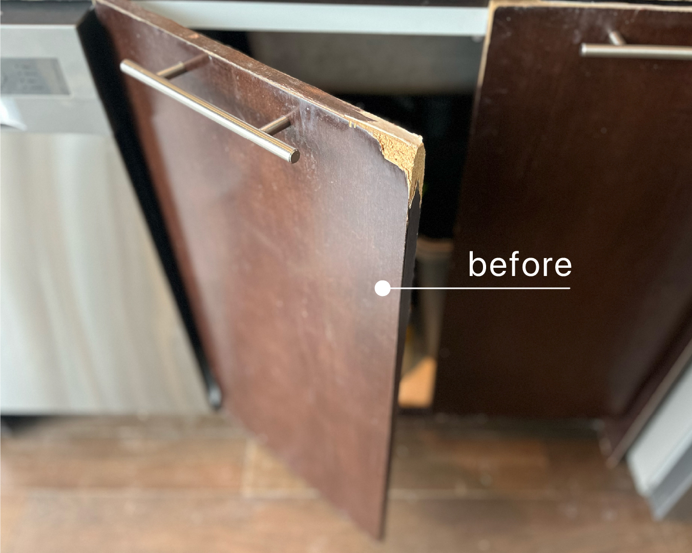 BEFORE: Water Damaged Cabinet
