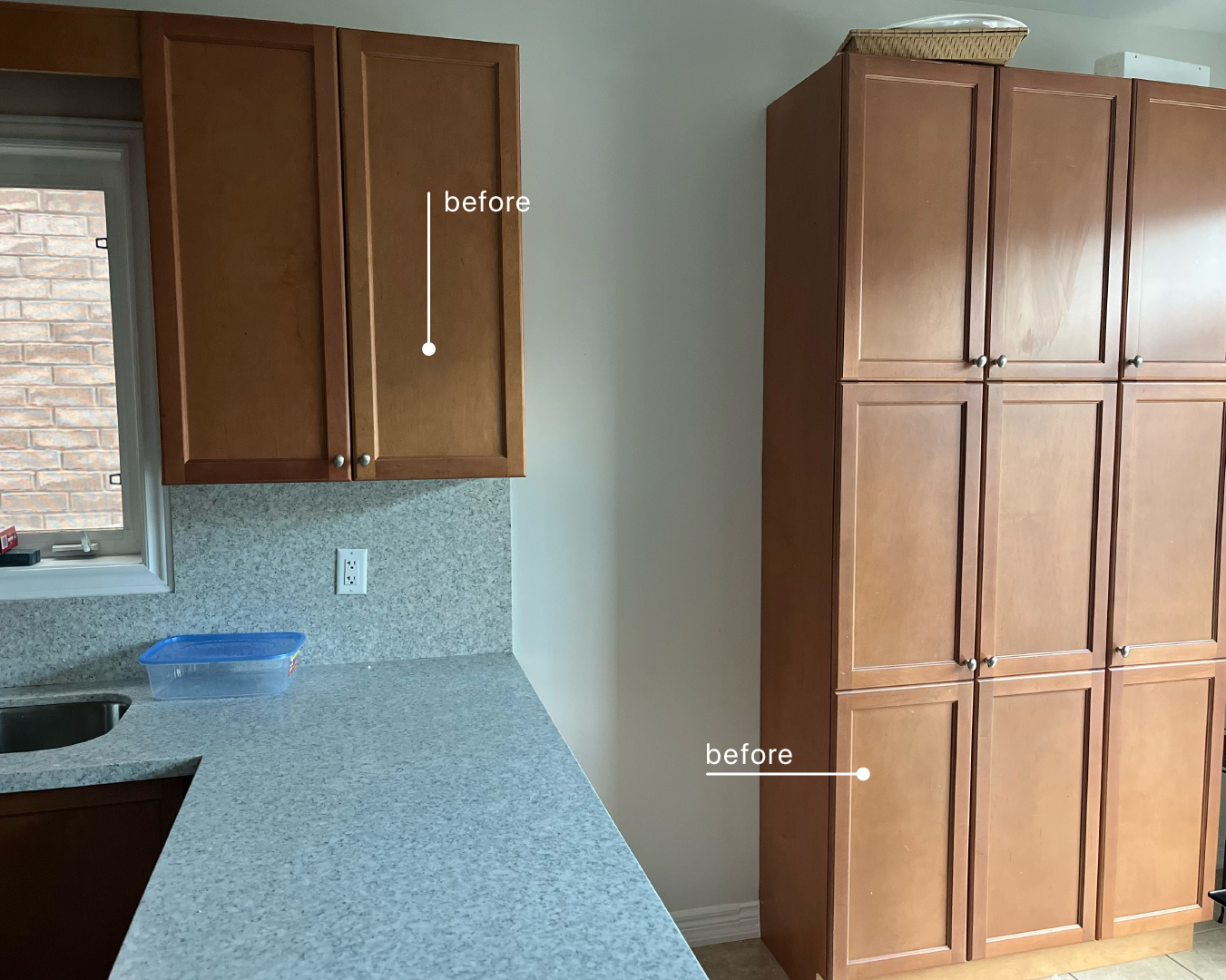 BEFORE: Outdated Kitchen Cabinets to be Resurfaced