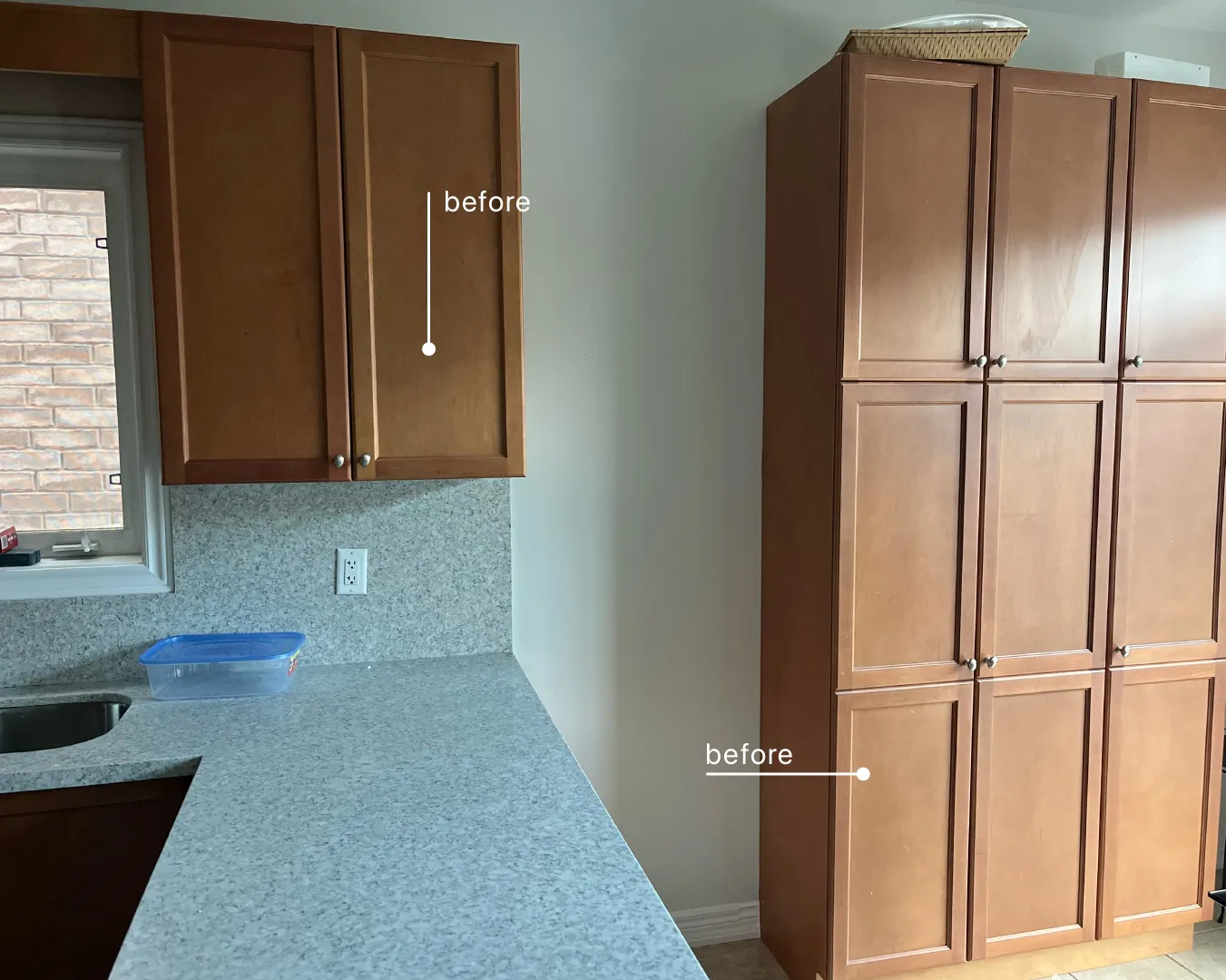 BEFORE: Outdated Kitchen Cabinets to be Resurfaced