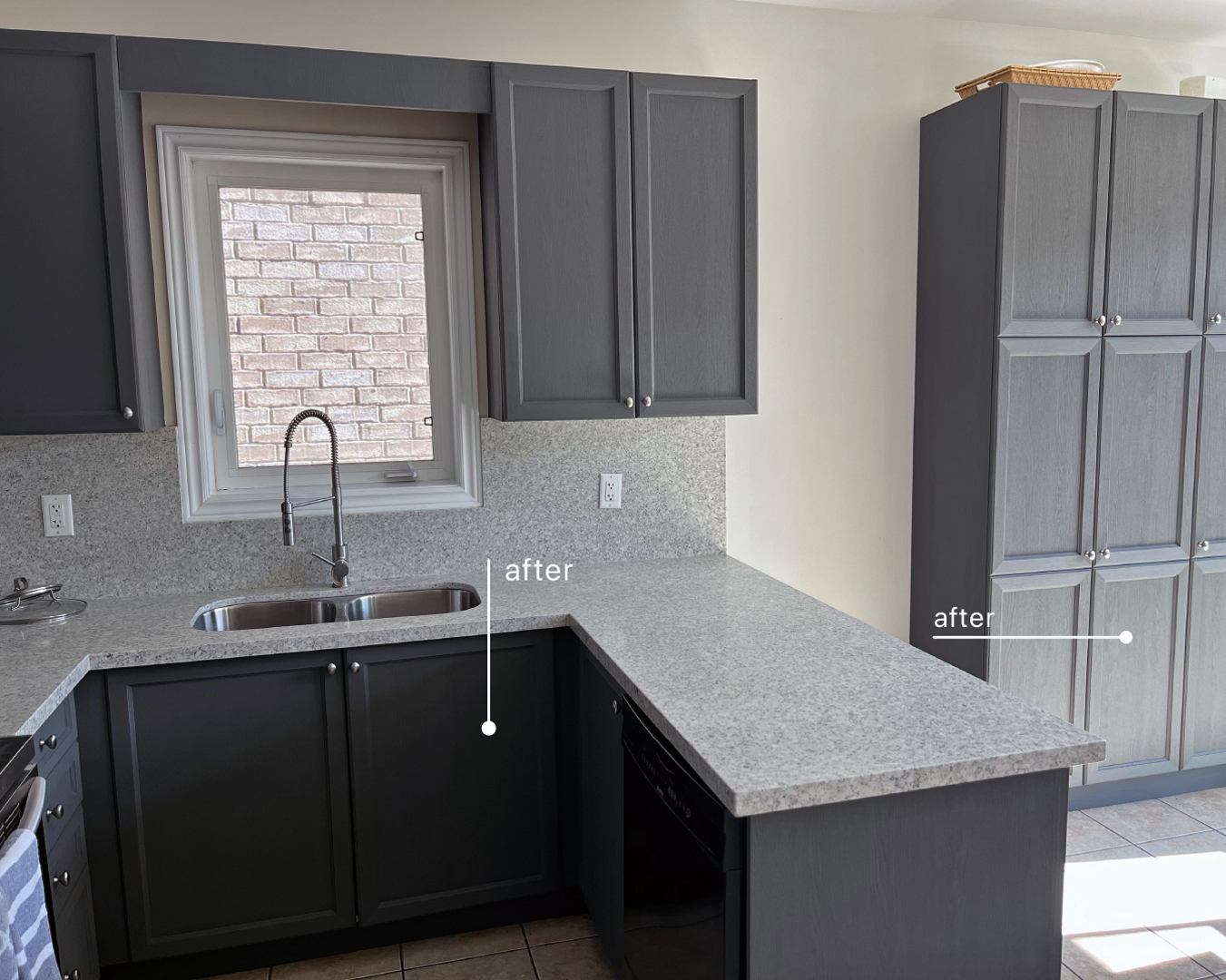 Grey Cabinet Resurfacing with Vinyl Wrap