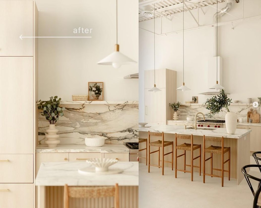 AFTER: Studio Kitchen Resurfaced in Textured Wood