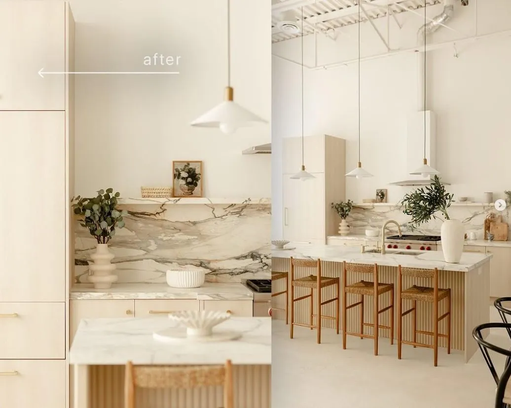 AFTER: Studio Kitchen Resurfaced in Textured Wood