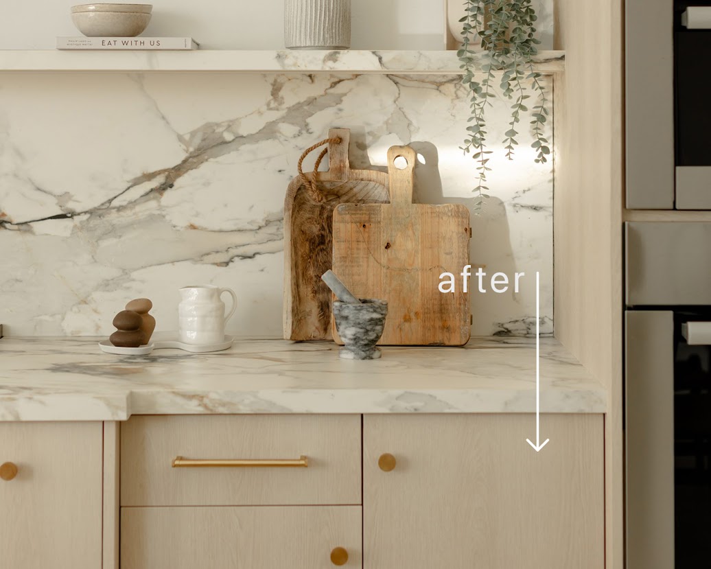 AFTER: Studio Kitchen Resurfaced in Textured Wood