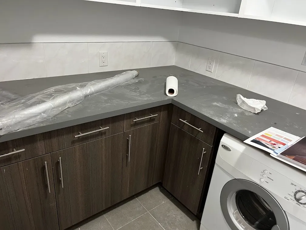 BEFORE: Bland Counters and Original Cabinets