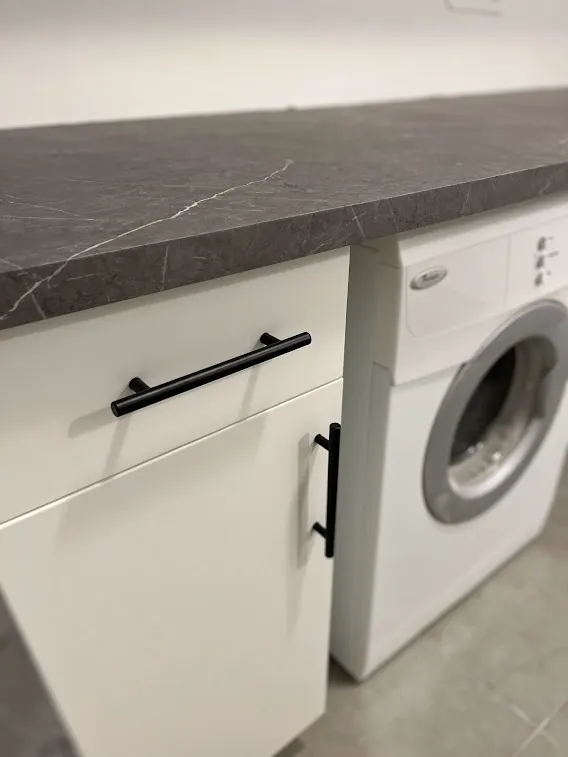 Marble White Cabinet and Counter Wrap