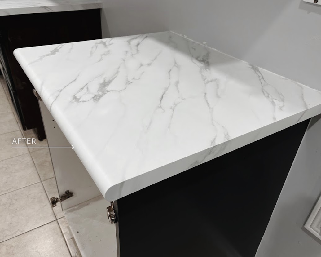 AFTER: Beautifully Resurfaced White Marble Countertop