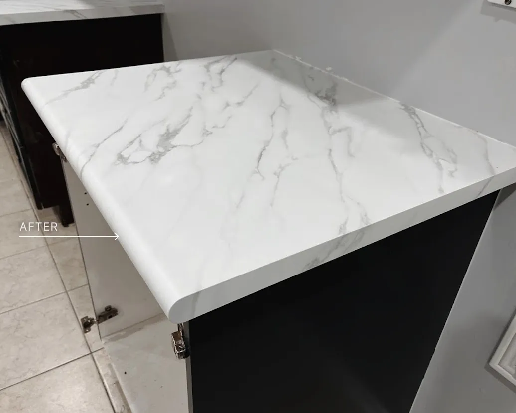 AFTER: Beautifully Resurfaced White Marble Countertop