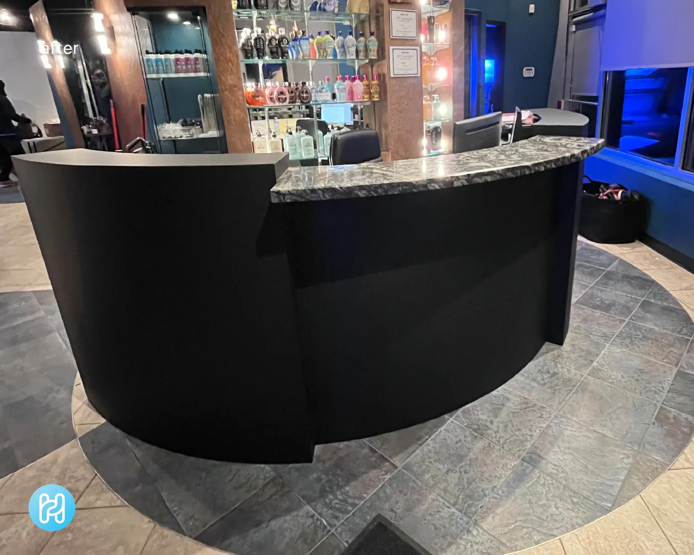 AFTER: Reception Desk Wrapped in Matte Black