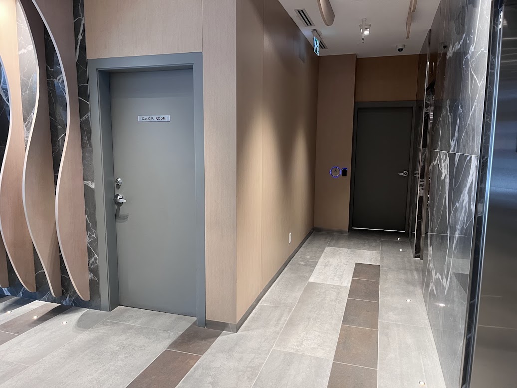 AFTER: Downtown Condominium Lobby Door Resurfaced in Natural Oak