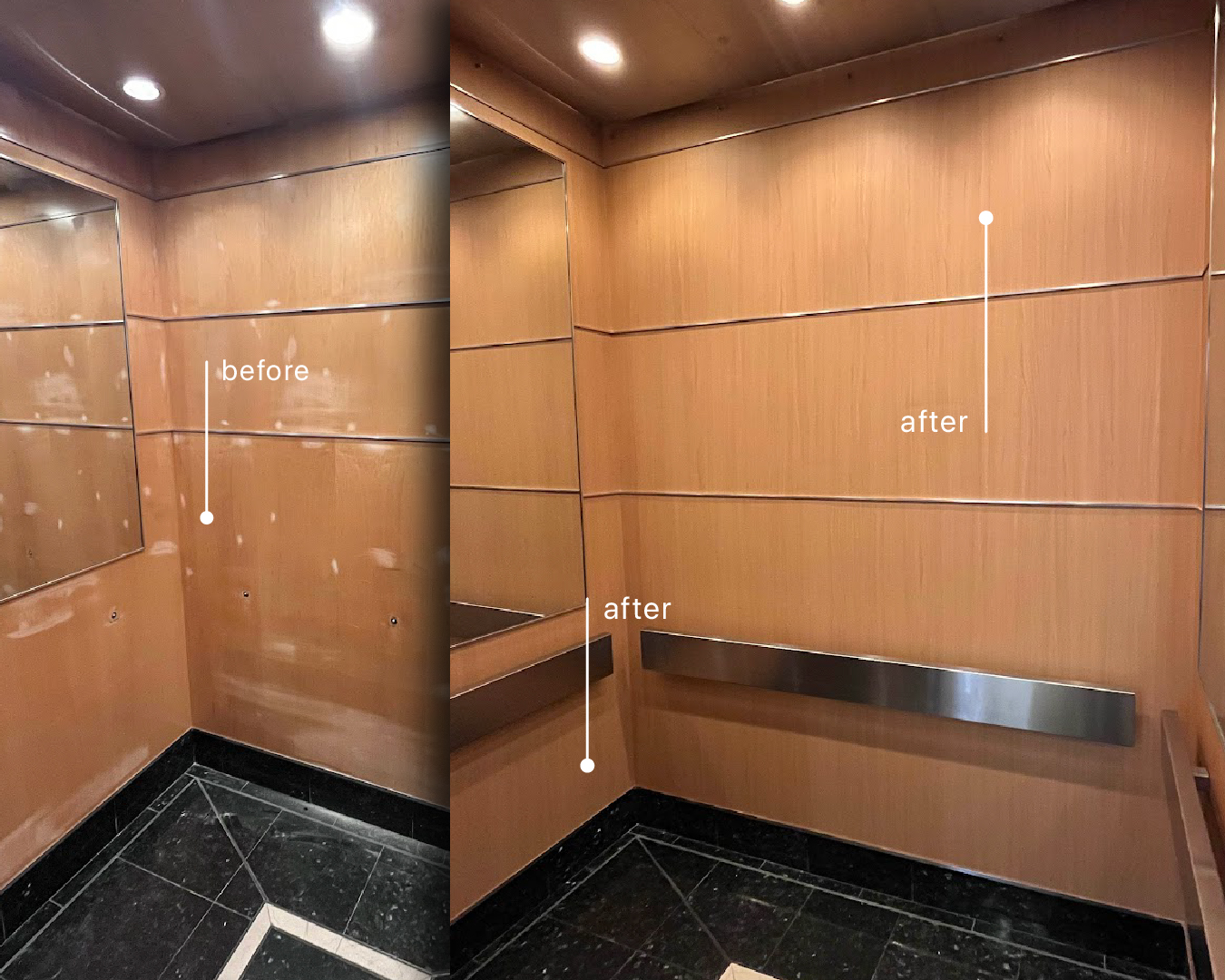 AFTER: Close-Up of Light Wood Vinyl Finish