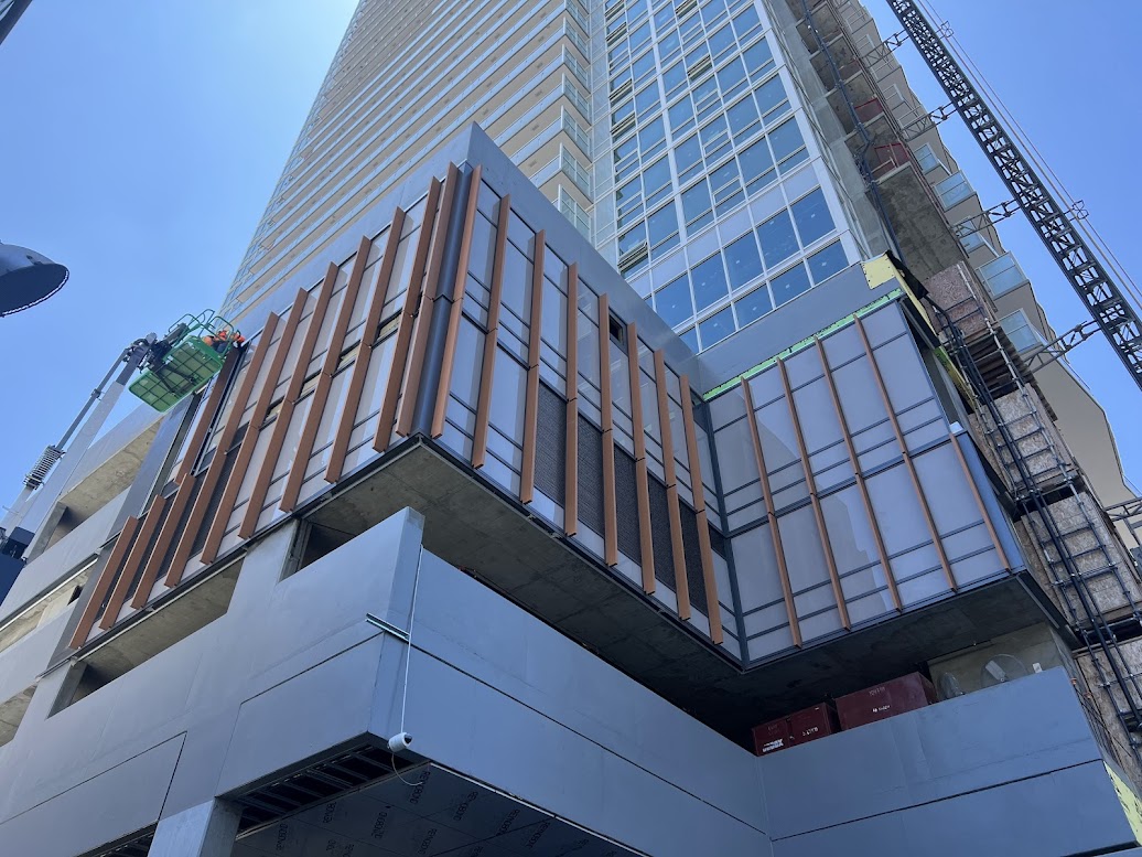 Exterior Beams Resurfaced with an All-Weather-Resistant Natural Wood Finish