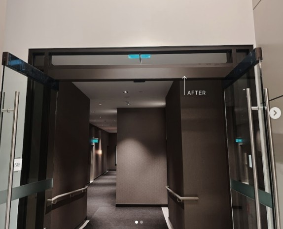 AFTER: Automatic Overhead Door Panels with a Color-Matching Chocolate Brown Finish