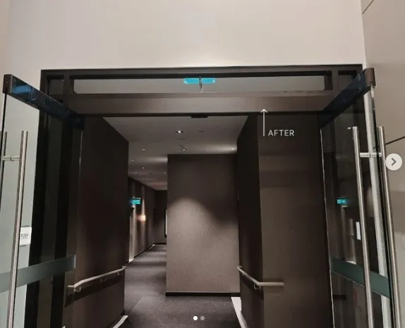 AFTER: Automatic Overhead Door Panels with a Color-Matching Chocolate Brown Finish