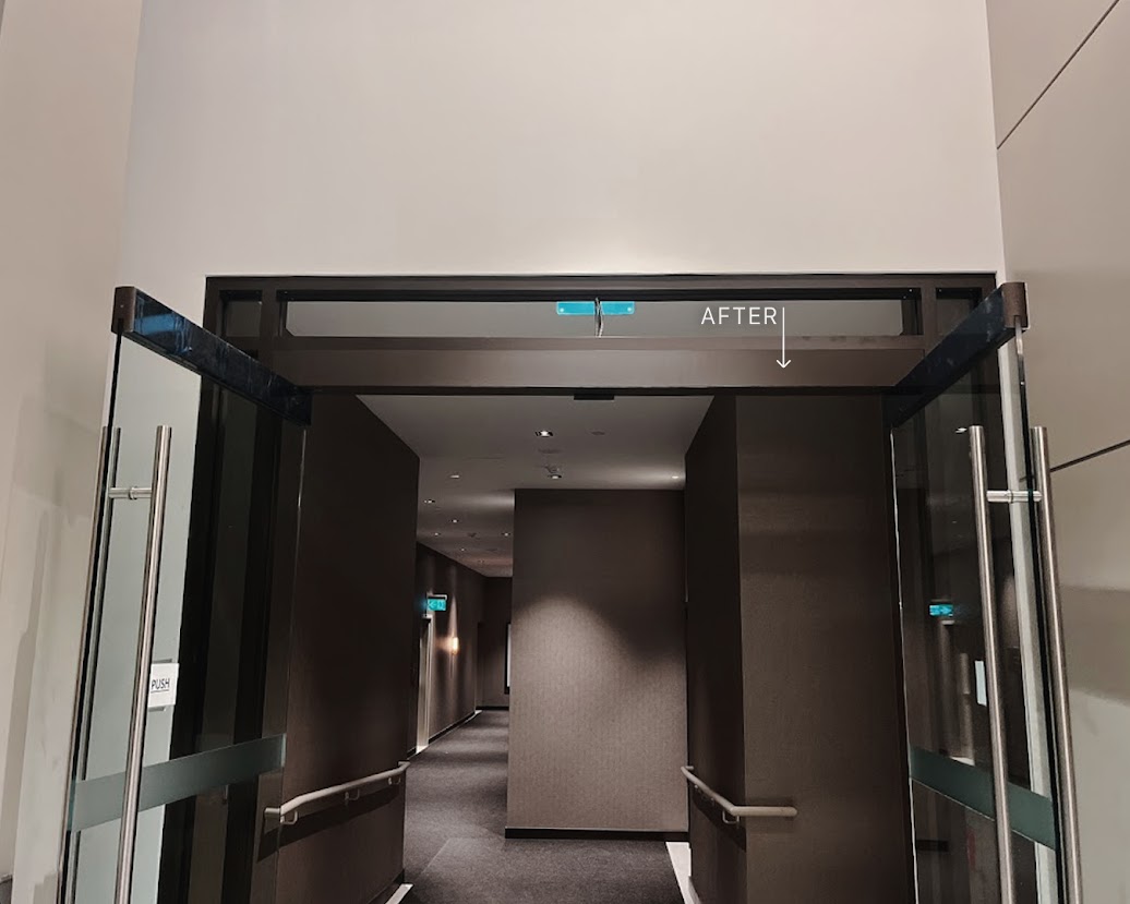 AFTER: Automatic Overhead Door Panels with a Color-Matching Chocolate Brown Finish