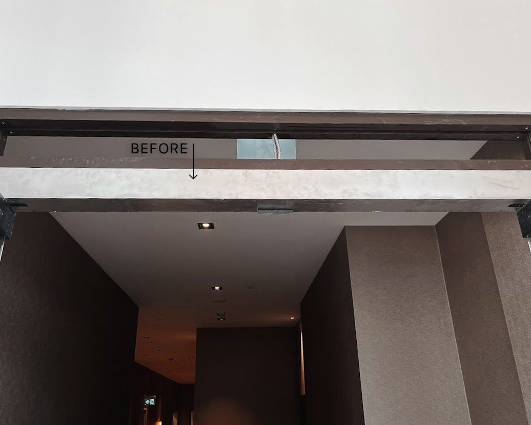 BEFORE: Overhead Door Panel to be Resurfaced and Color-Matched