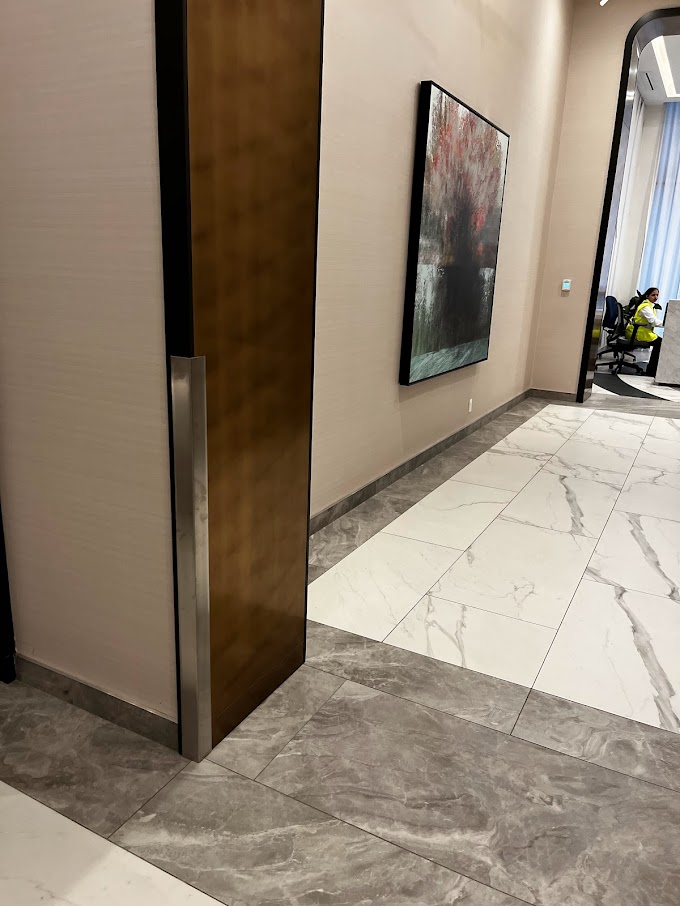 BEFORE: Stainless Steel Corner Guards to be Resurfaced