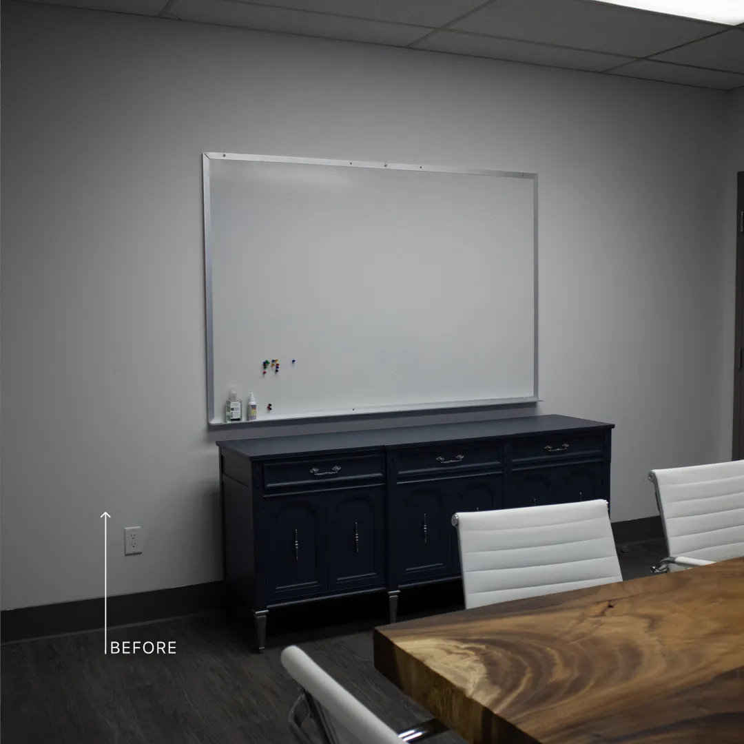 BEFORE: Standard white wall